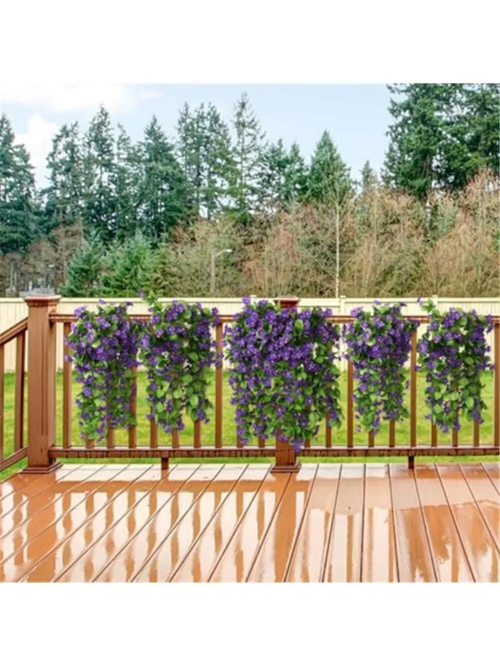 Purple Hanging Artificial Violet Flowers Fake Vine Wall Indoor Outdoor Decor